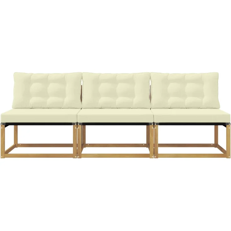 vidaXL Outdoor Mittelsofa Massives Akazienholz und Textilene Weiß 901649 – Bild 4