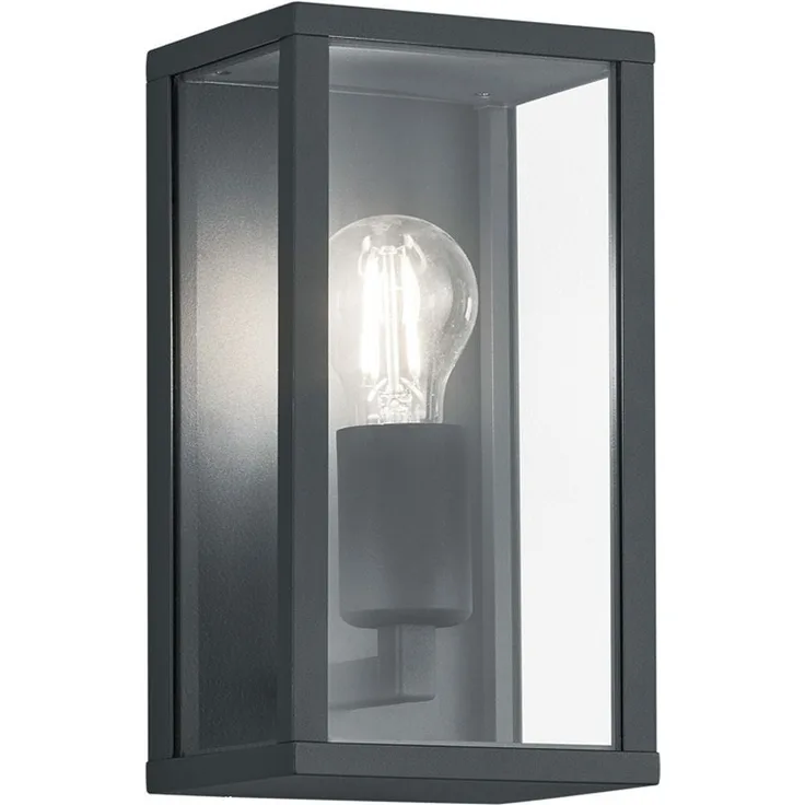 Moderne LED Außenwandleuchte in Anthrazit mit Glas, Höhe 26cm