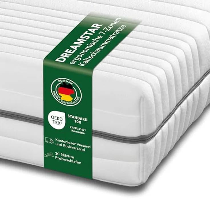 DREAMSTAR Kaltschaummatratze Vital Silber XXL 24 cm hoch | Ergonomische 7-Zonen Matratze 100x200 cm H4 | Hypoallergen & Antibakteriell | Bezug abnehmbar & waschbar | Öko-TEX® | (24cm, 100 x 200 cm)