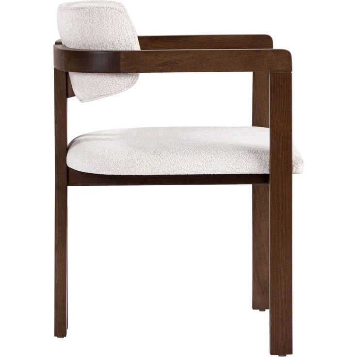 Modern Beech Wood Chair with Chenille Texture Fabric, Easy Clean, White & Dark Walnut, 54 x 76 x 54 cm | Comfortable 5 cm Foam Seat, Perfect for Home Office & Contemporary Spaces – Bild 3