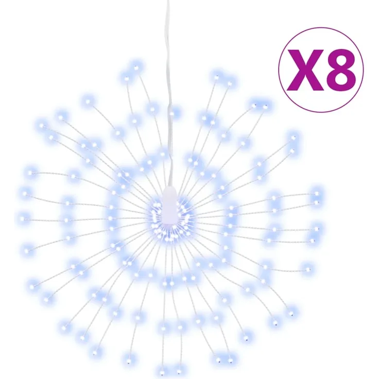 vidaXL Weihnachtsbeleuchtungen Feuerwerk 8 Stk. 140 LEDs Kaltweiß 17cm 3190513