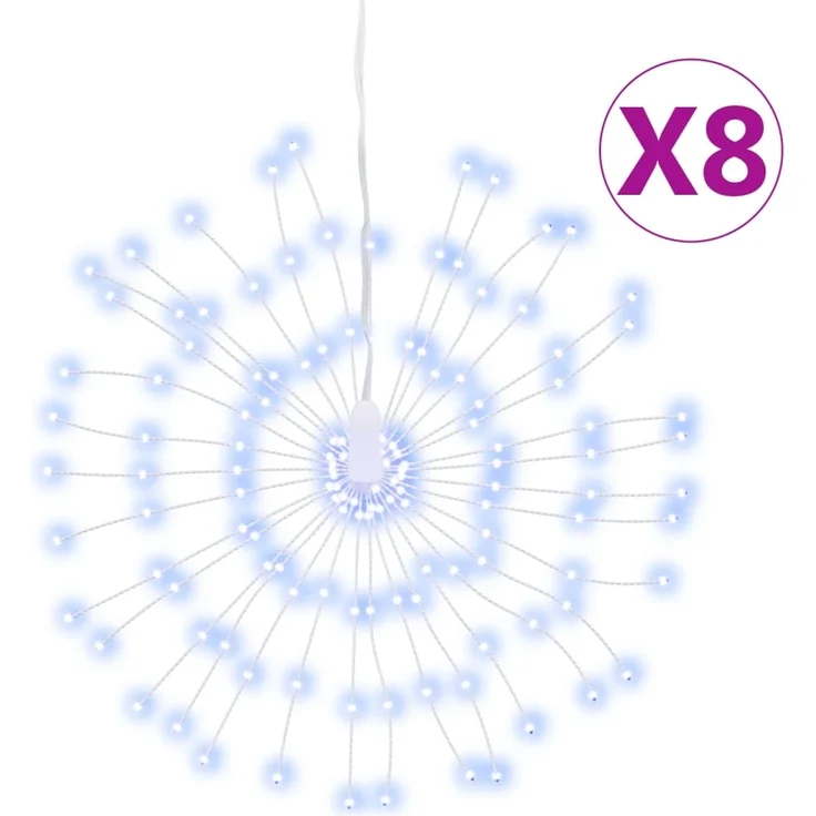 vidaXL Weihnachtsbeleuchtungen Feuerwerk 8 Stk. 140 LEDs Kaltweiß 17cm 3190513 – Bild 1