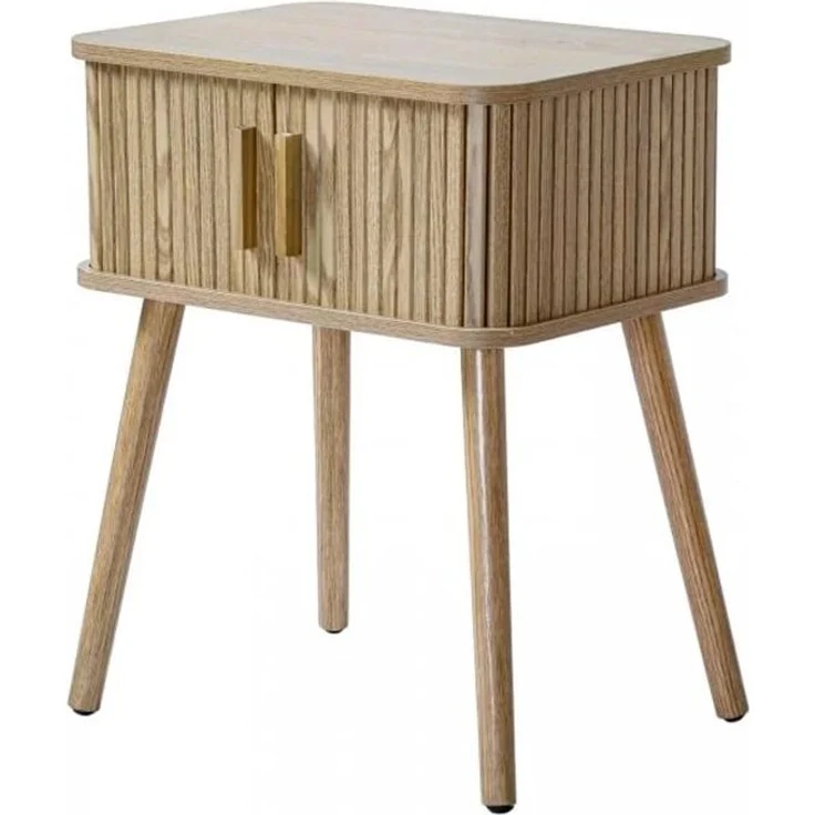 CaliCosy 'ERNEST' Nachttisch mit Eichenmuster 2 Schiebetüren H59 cm - Helles Holz – Bild 8