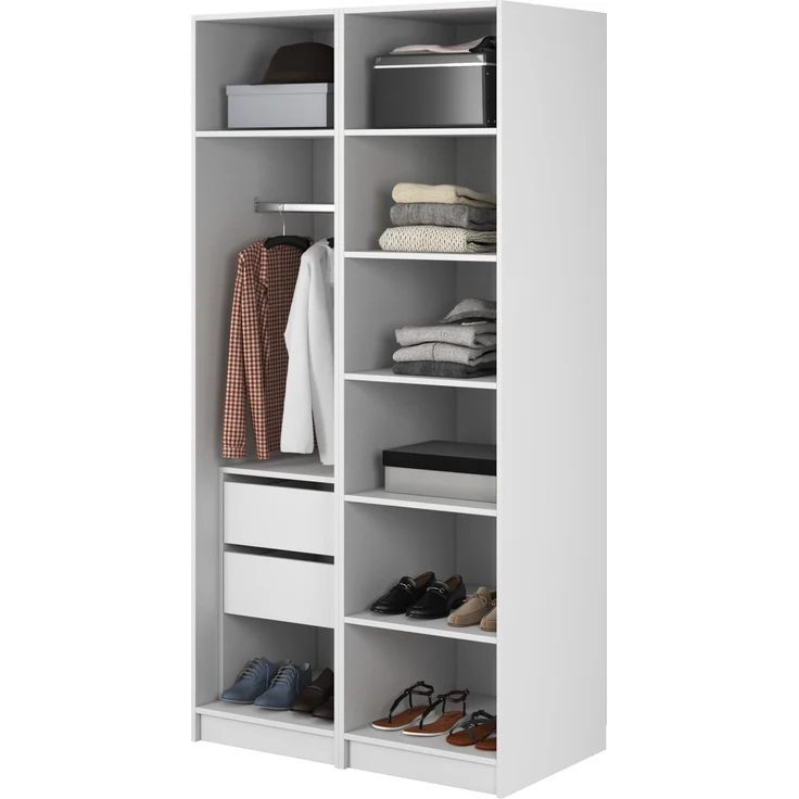 Selsey 'Moonir' Kleiderschrank 2-türig mit Kleiderstange und Schubladen, weiß 200 x 100 x 57 cm – Bild 4