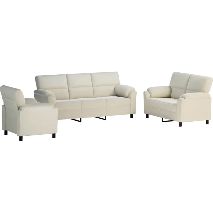 vidaXL Sofa-Set 3 Stk. Creme Samt 3430470 – Bild 2