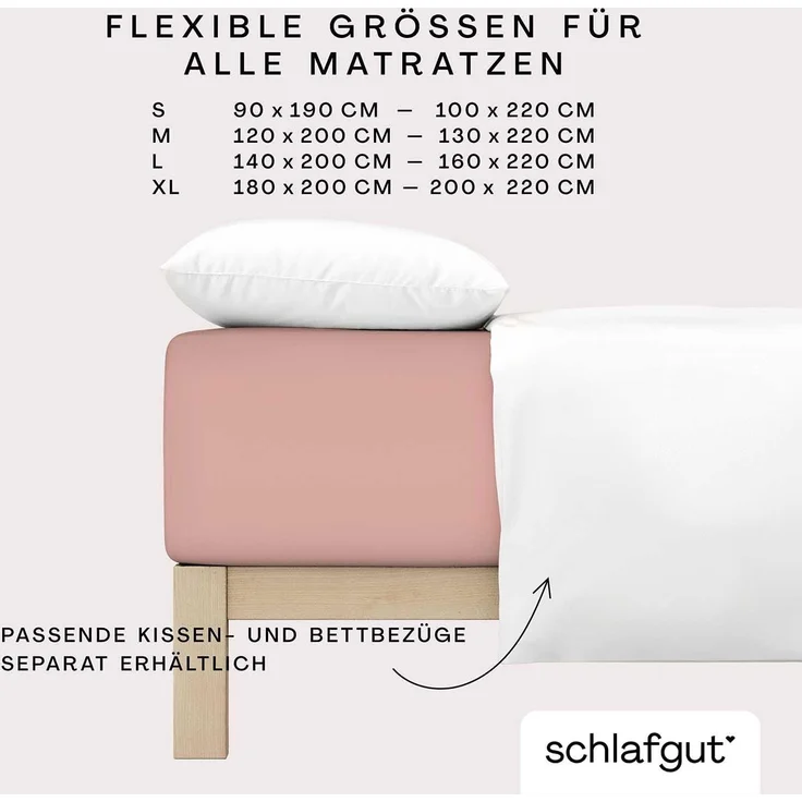 Schlafgut 'PURE BOXSPRING' Spannbettlaken, Jersey-Elasthan, Gummizug: rundum, (1 Stück), Bio-Baumwolle, für Matratzen bis 40 cm Höhe, Purple Mid, L 140x200cm - 160x220cm – Bild 4