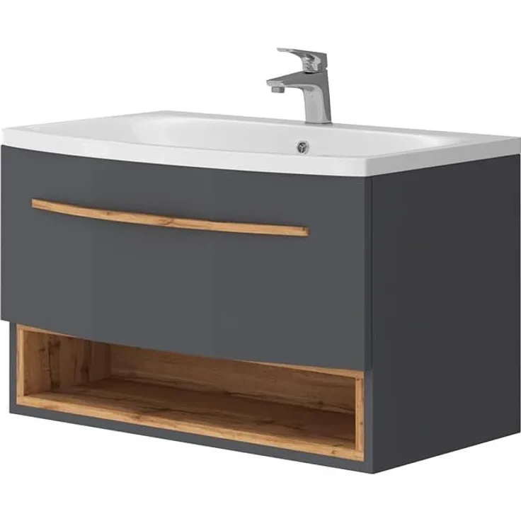 Waschbeckenunterschrank Stelantis Anthrazit 2 Teile Vicco