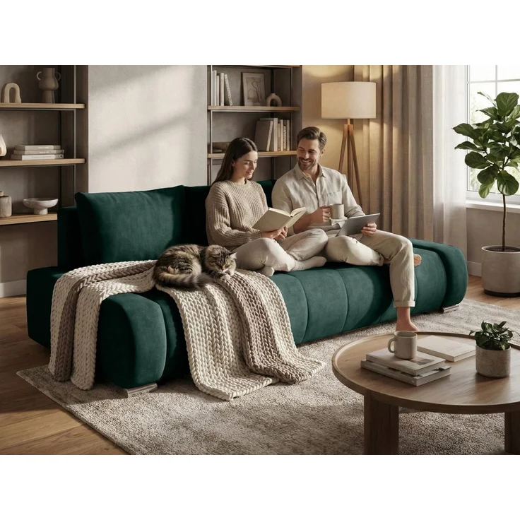 Beautysofa Schlafsofa DRACO 3-Sitzer mit Schlaffunktion und Bettkasten, Modernes Design & Zeitloser Komfort, Liegefläche: 160x200 cm – Bild 5