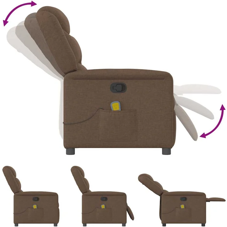 vidaXL Massagesessel Braun Stoff 4015610 – Bild 7