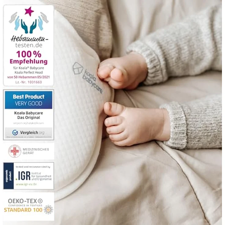 KOALA BABYCARE Babykissen Plagiozephalie, abnehmbar (mit Zwei Kissenbezügen), hilft EIN Plattkopfsyndrom vorzubeugen und zu behandeln. Aus Memory Foam - Weiß - Registriertes Design KBC® – Bild 7