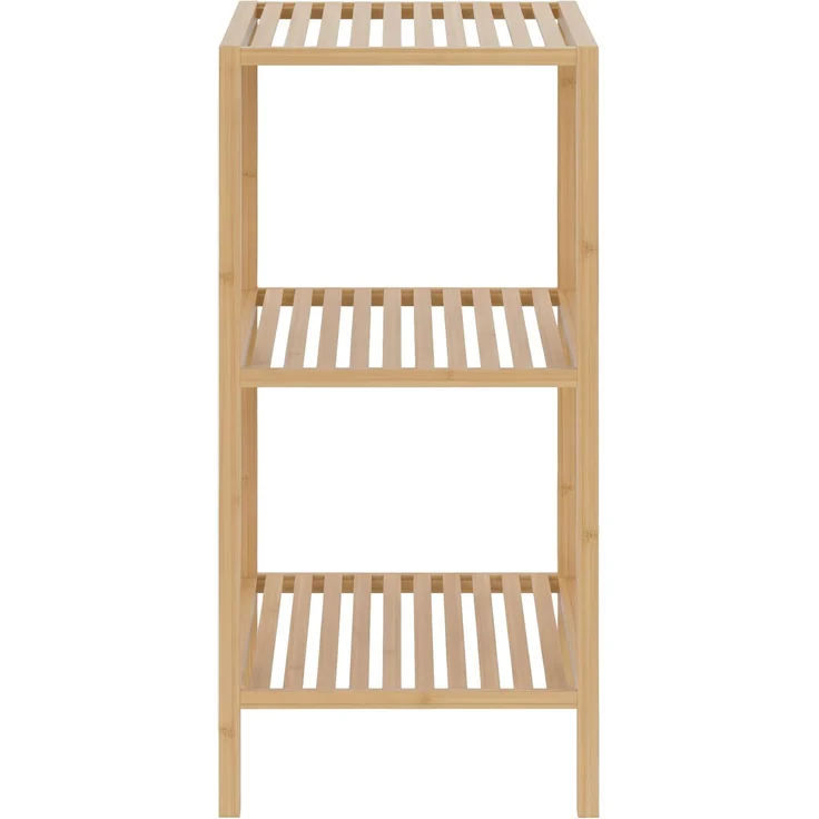 Badregal NEUSS S - 36 x 36 x 79 cm, Holz, Natura | Badezimmer-Aufbewahrungsregal Bambusregal Organziger Bad – Bild 4