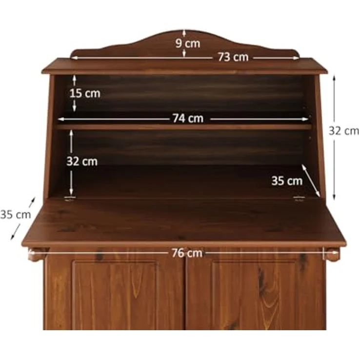 IDIMEX Sekretär DAVID, Schreibtisch Landhausstil aus Massivholz mit Stauraum Kastanie Finish – Bild 7