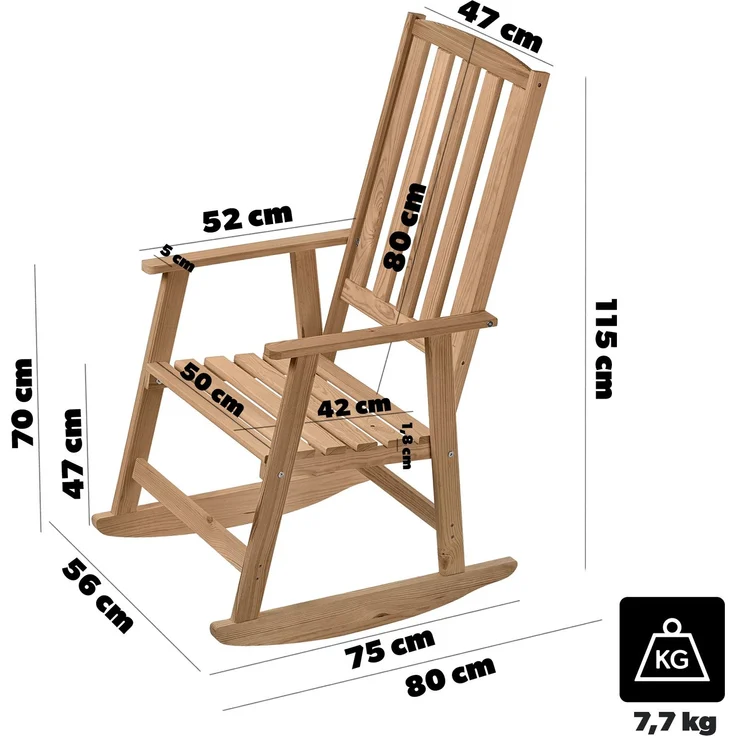 KADAX Schaukelstuhl aus Holz, Goldene Eiche – Bild 2