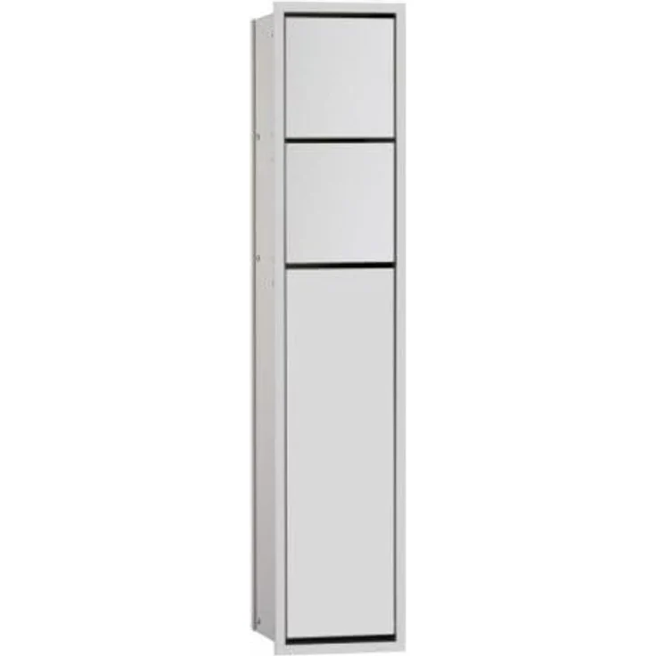 Emco Asis 150 Unterputz-Schrankmodul für das Gäste-WC, Badezimmerschrank als Toilettenpapierhalter & Klobürstenhalter mit extra Fach, Hochschrank mit Push to Open-Funktion, Silber – Bild 6