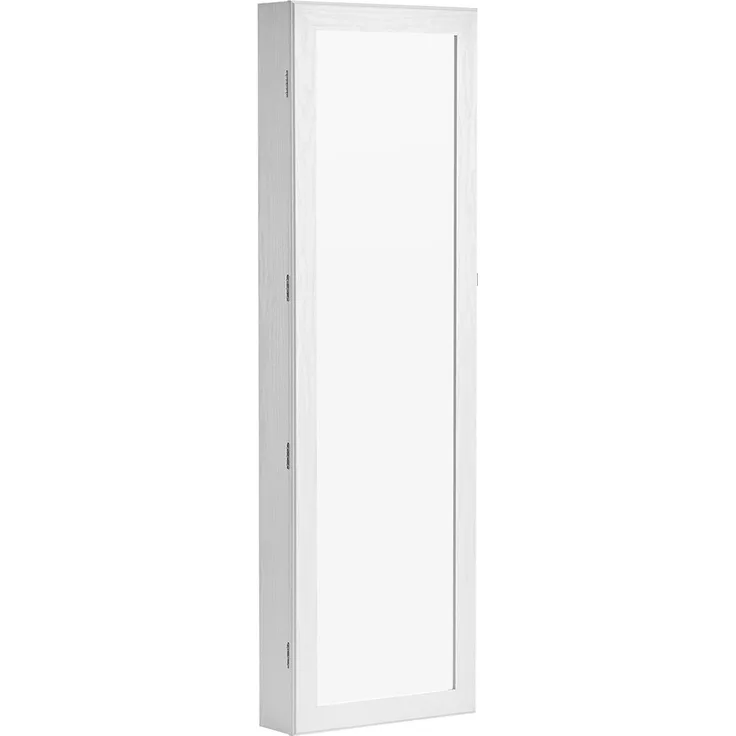 Schmuckschrank mit LED Beleuchtung und abschließbar, MDF weiß, JBC93W, 37 x 10 x 120 cm