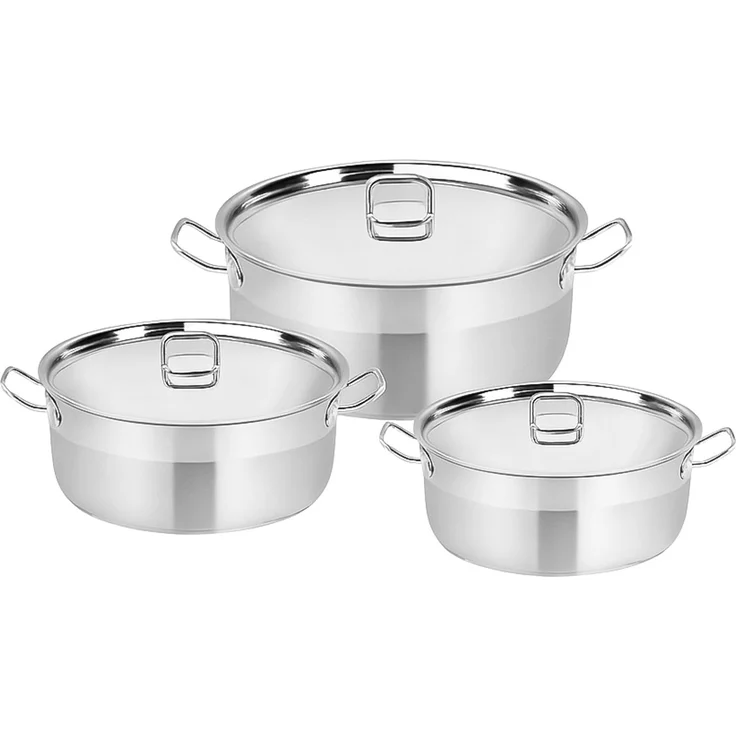 Vitalia 6-teiliges Edelstahl-Kochtopfset - 3 Töpfe mit Deckel, 11/13/16 L – Bild 1