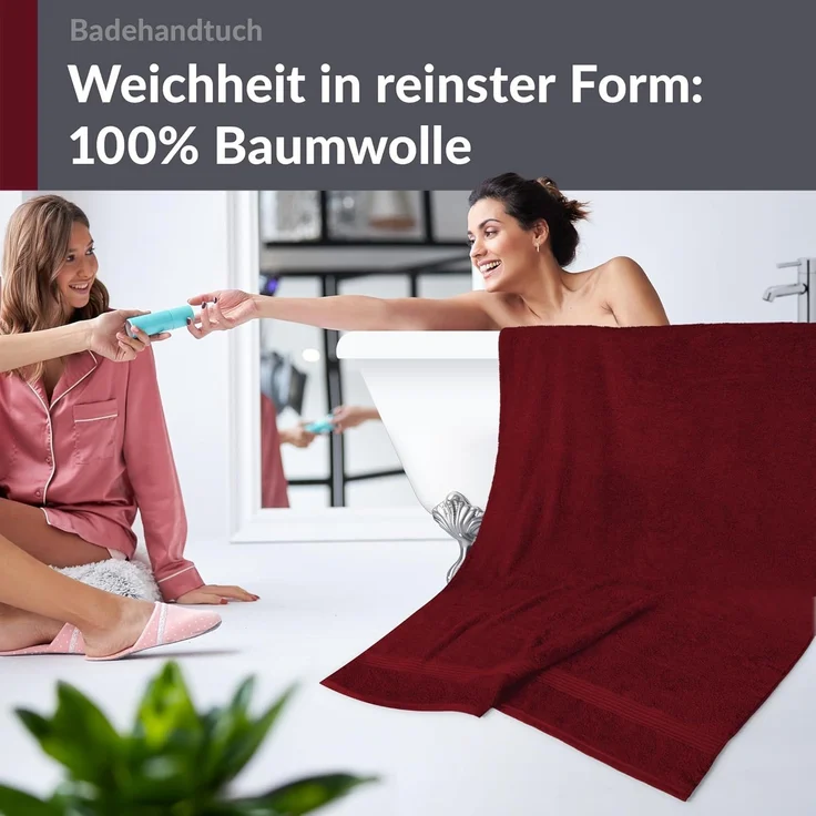 Lashuma Handtuch Linz, Frottee (1-St), Frottee Badetuch dunkelrot 100x150 cm – Bild 9