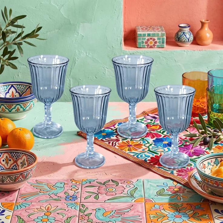 Hermia Concept 'Splendid 240 - Blue HC' Weingläser-Set (4-teilig), Blau, 8,2 x 8,2 x 15,9 cm, 240 ml