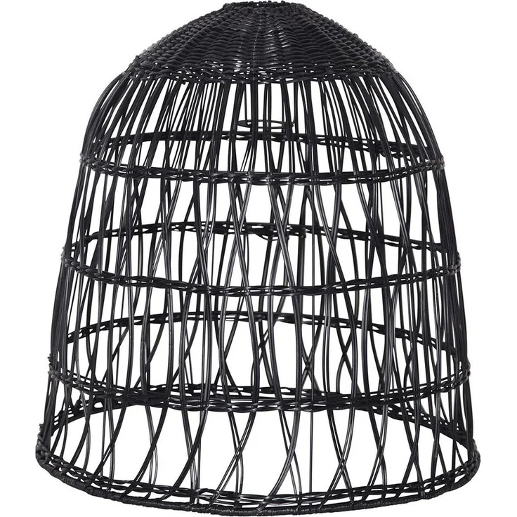 Geflochtener Lampenschirm ,Knute, aus Rattan, groß, schwarz, E27, outdoor – Bild 1