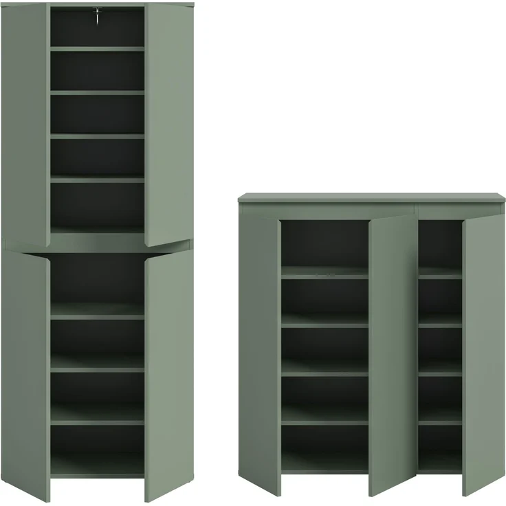 Universalschrank (B/H/T: 190x175x37 cm) in Smoke Green Nachbildung – Bild 3