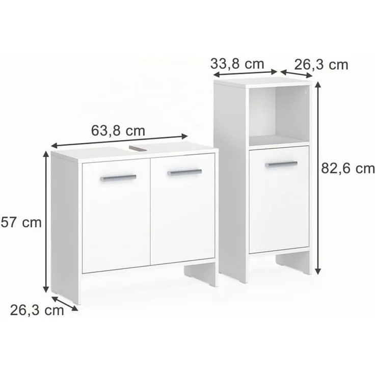 Badezimmermöbel-Set Karli Weiß 2-teilig Vicco – Bild 2