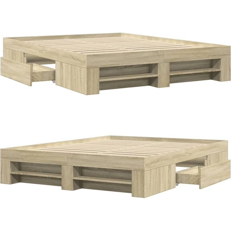vidaXL Bettgestell ohne Matratze Sonoma-Eiche 160x200 cm Holzwerkstoff 3295459 – Bild 8
