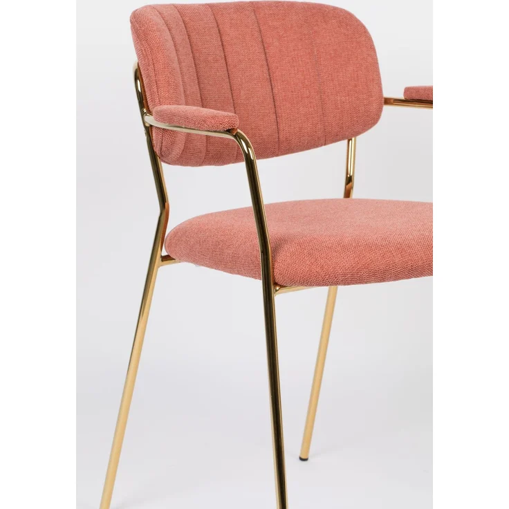 Sessel Jolien im 2er-Set, Rosa gepolstert mit goldenem Metallgestell 61x56x78 cm – Bild 7