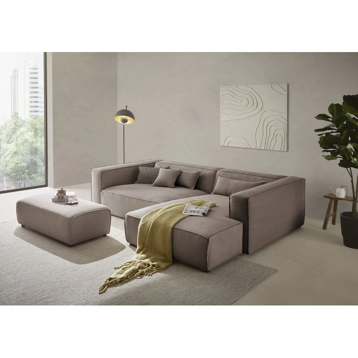 LeGer Home by Lena Gercke Ecksofa PIARA XXL, L-Form, Schlaffunktion, Cord, Leinenoptik o. Strukturstoff, Hocker stellbar zum Schlafsofa (Krokodilverbinder), tiefe Sitzfläche – Bild 5