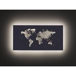 LED Wandbild, Weltkarte, Wandleuchte, L 60 cm, Grau