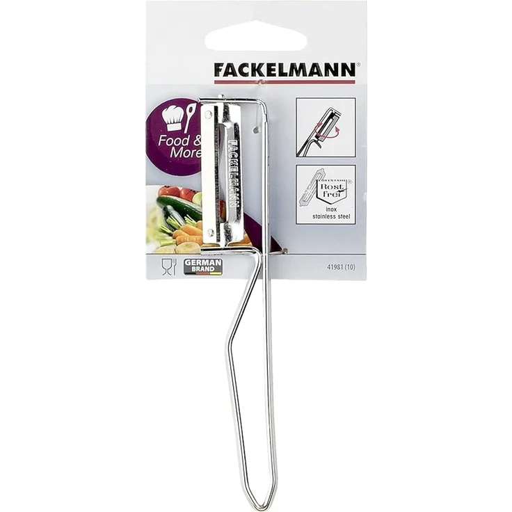 Fackelmann Universalschäler, Spargelschäler mit Klinge aus Edelstahl, Sparschäler für Obst und Gemüse (Farbe: Silber), Menge: 1 Stück – Bild 2