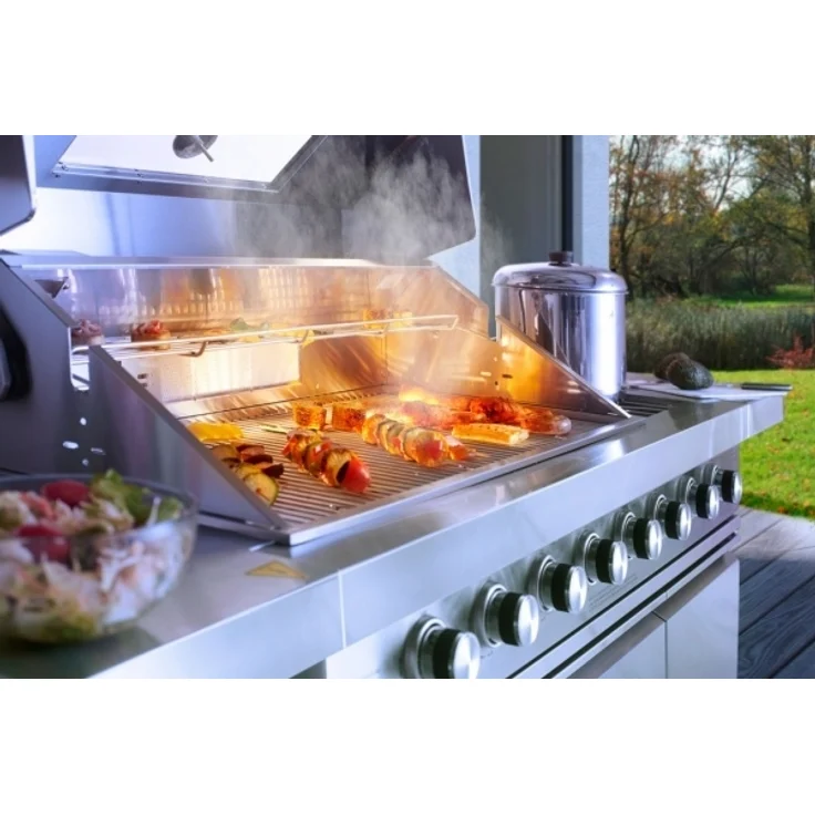 Buschbeck Outdoor-Küche Buschbeck Outdoorküche Newcastle schwarz, 199 x, Deckelthermometer mit Rollen Seitenbrenner – Bild 5