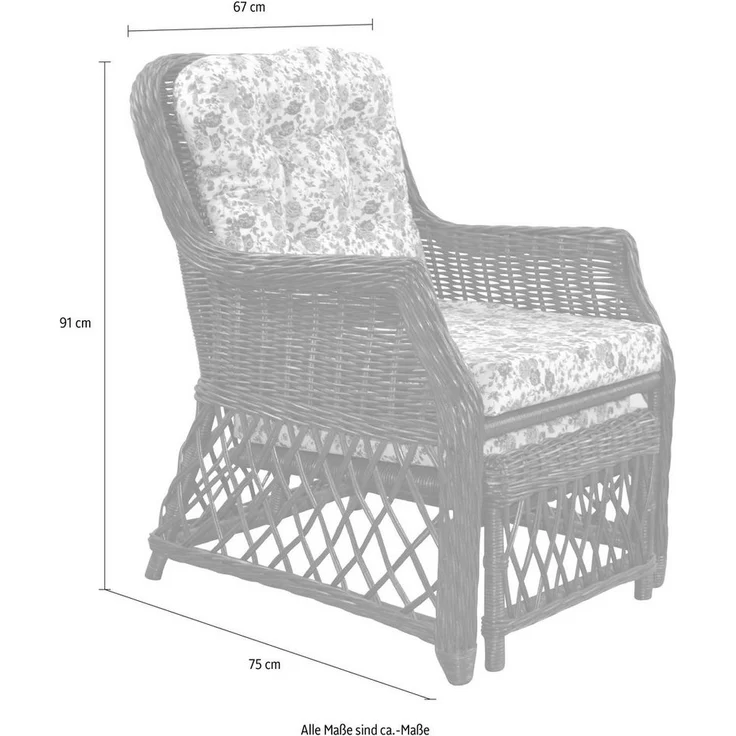 Rattansessel, Relaxsessel mit ausziehbarem Fußteil, handgeflochten, braun – Bild 3