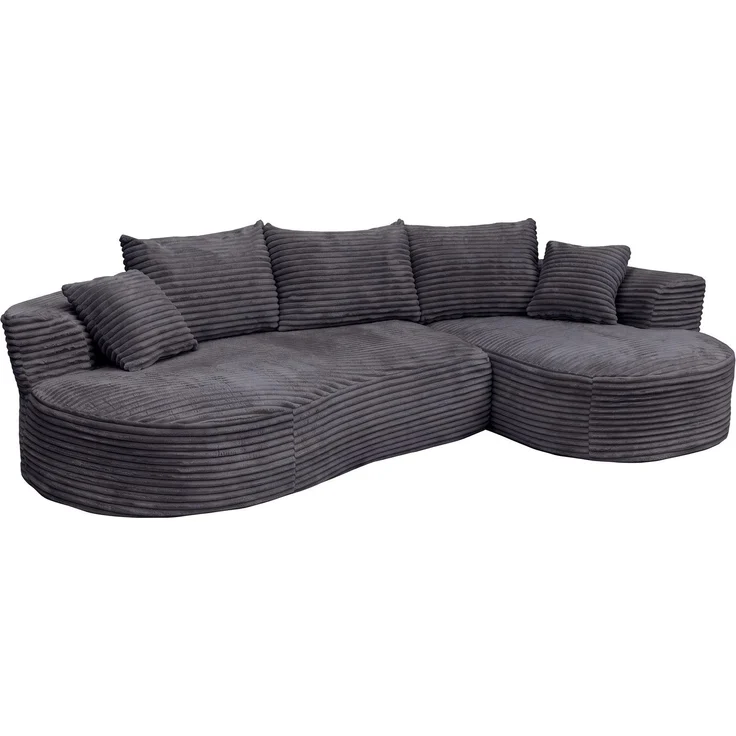 Sofa-Garnitur HWC-P19, 3-Sitzer Couch Loungesofa, Stoff/Textil Cord (370 g/m²) Liegefläche rechts ~ dunkelgrau – Bild 9
