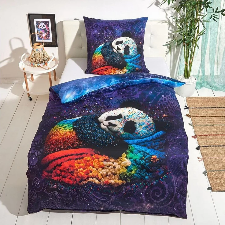 TRAUMSCHLAF Bettwäsche Panda, Mako Satin, 2 teilig, tierisches Design in einzigartiger Haptik – Bild 5
