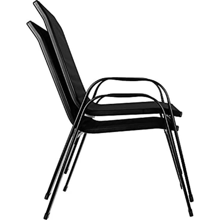 Bistro-Set 3-teilig Balkonmöbel-Set Tarassentisch Rund Gartenstühle Hochlehner Stapelbar Gehärtetes Glas Metal Wetterfest 23461 – Bild 6