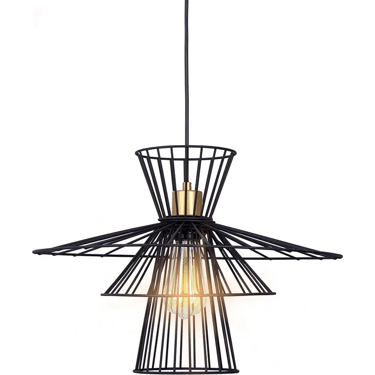 Hängeleuchte, Metalldraht, schwarz, D 45 cm