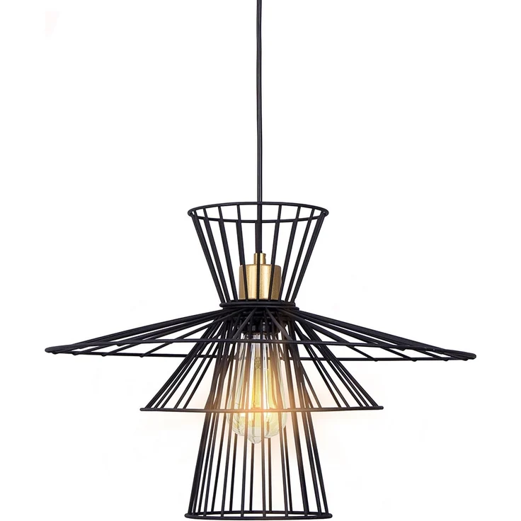 Hängeleuchte, Metalldraht, schwarz, D 45 cm – Bild 1
