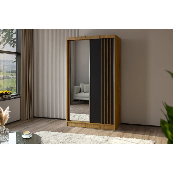 Beautysofa Schiebetürenschrank NELA II mit Spiegel, mit Lamellen, mit Schubladen – Bild 1