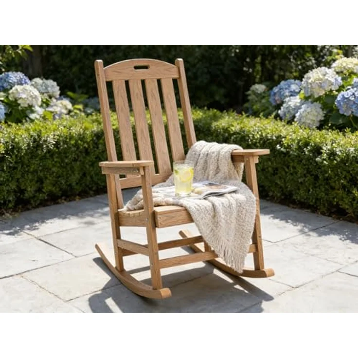 Heavy Duty Weather Resistant HIPS Porch Rocking Chair for Outdoor & Indoor Use (Teak Color) – Bild 2