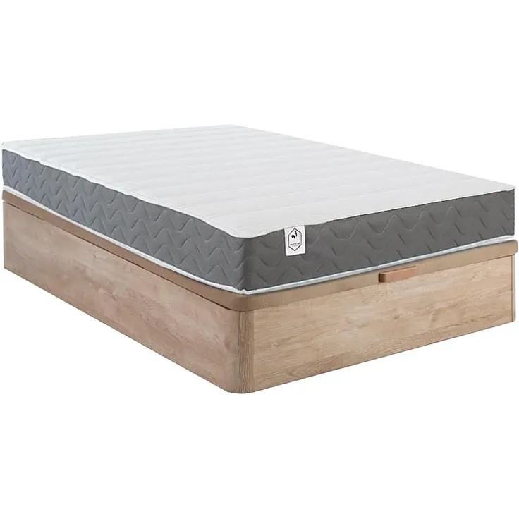 Vente-unique - HEAVEN Set aus Matratze und Bettgestell StoffHolz, Platte Beige - B 120 cm x H 18 cm30 cm x L 200 cm