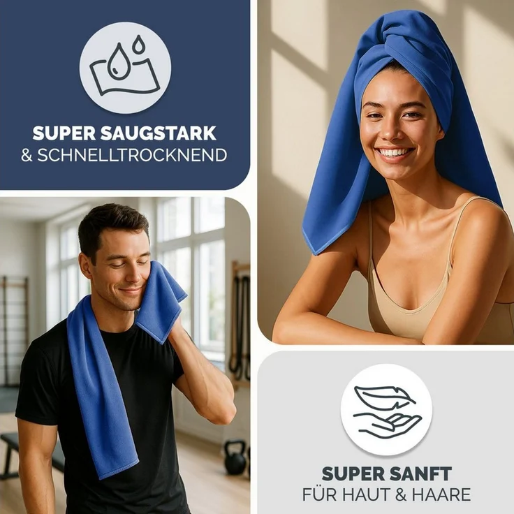 Blumtal Sporthandtuch Mikrofaser Handtuch - kompakte Mikrofaser Handtücher, Mikrofaser (inkl. Transporttasche, einzeln oder als Set verfügbar, 2-St), ultra leicht & schnelltrocknend, Reisehandtuch, Strandhandtuch – Bild 4