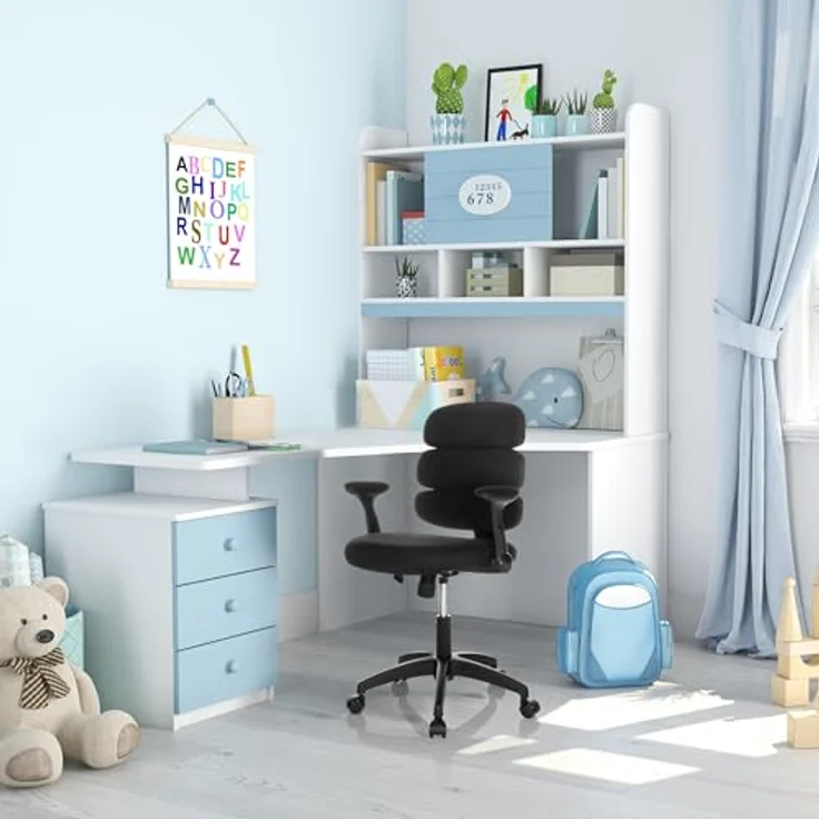 hjh OFFICE Kinderdrehstuhl Kid ERGOLINO B Drehstuhl mit ergonomischer Rückenlehne, Schwarz, 736432 – Bild 3