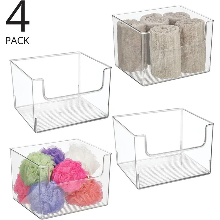 mDesign 4er-Set Aufbewahrungsbox Organizer Kunststoff Ablage Transparent – Bild 4