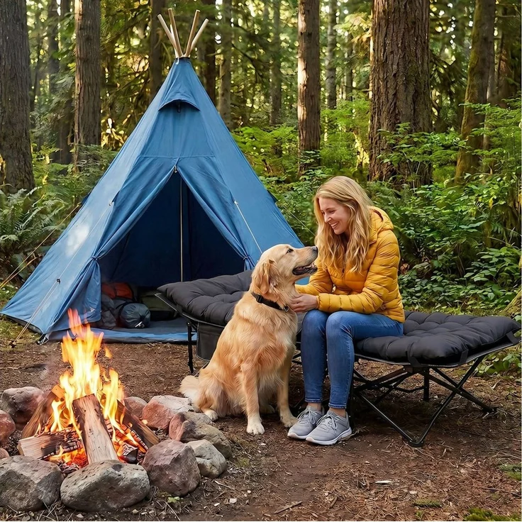 Sekey Feldbett Campingbett klappbar Campingliege Angelliege Klappbett bis 200 kg 190 x 71 x 35 cm Klappbett mit Matratze, für Garten Camping Outdoor – Bild 4