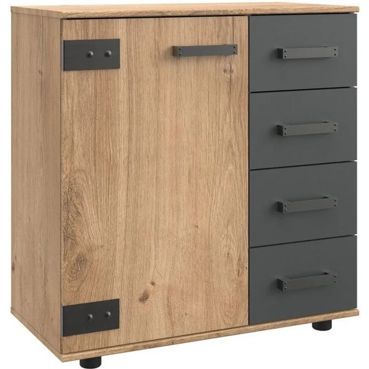 Kommode >Malmö< (B/H/T: 81x83x41 cm) in Plankeneiche-Nachbildung