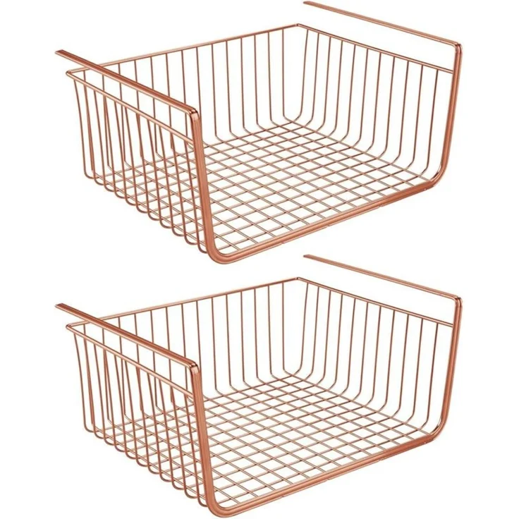 mDesign Hängekorb Drahtkorb Gitterbox Aufbewahrung 2er Set Metall Kupfer – Bild 1