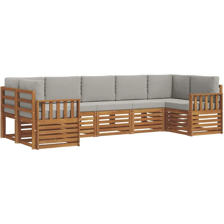 vidaXL Outdoor-Sofagarnitur 7 stk. 7-Sitzer Natur und Hellgrau 3375401 – Bild 2