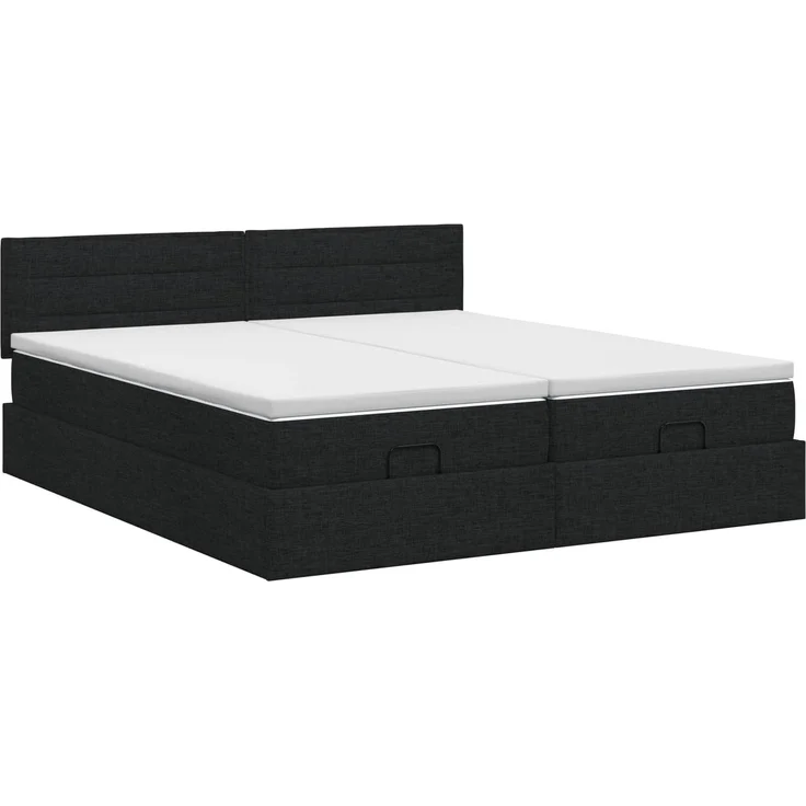 vidaXL Ottoman Bett mit Matratze mit Kopfteil 2 stk. Schwarz Stoff 3456672 – Bild 8