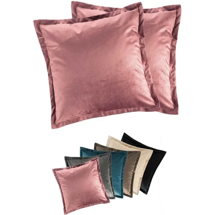 MOON Heimtextilien Kissenhülle 2er Pack 40x40 cm Kissenbezug edle Samt Optik Moon Flora – Bild 1