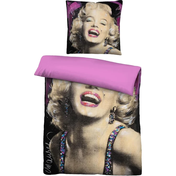SID MAURER Mikrofaser Bettwäsche 0561802 MARILYN MONROE PINK, natur, 1x 155x220 cm + 1x 80x80 cm – Bild 1